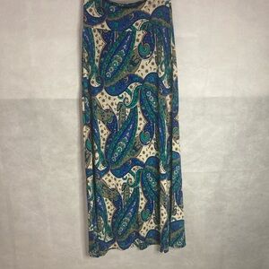 Paisley Print Maxi Skirt - Blue and Cream